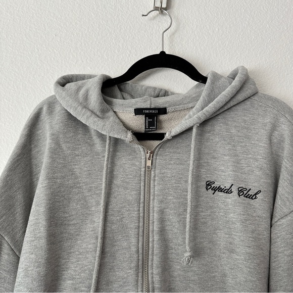 Forever 21 Cupids Club Hoodie Zip-Up Sweatshirt - Picture 4 of 7